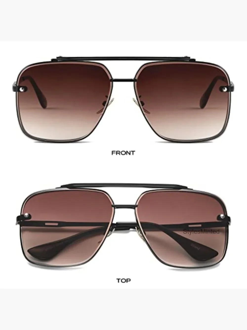 Oversized Square Aviator Metal Sunglasses 63mm UV400